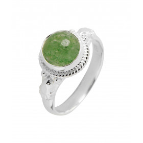 Bague Argent 925 Aventurine Cabochon Rond 8mm