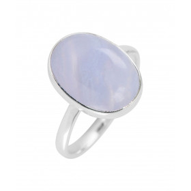 Bague Argent 925 Calcédoine Cabochon Ovale 14x10mm Bague Argent 925 sertie d une pierre ovale 14x10mm Pierre taillée caboc...