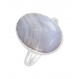 Bague Argent 925 Calcédoine Cabochon Ovale 16x12mm Bague Argent 925 sertie d une pierre ovale 16x12mm Pierre taillée caboc...