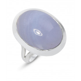 Bague Argent 925 Calcédoine Cabochon Ovale 20x15mm