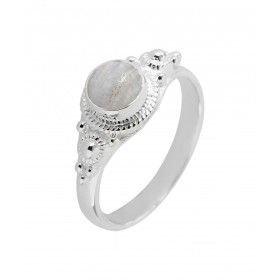 Bague Argent 925 Calcédoine Cabochon Rond 6mm Bague Argent 925 sertie d une pierre ronde 6mm Pierre taillée cabochon monté...