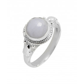 Bague Argent 925 Calcédoine Cabochon Rond 8mm Bague Argent 925 sertie d une pierre ronde 8mm Pierre taillée à cabochon mon...