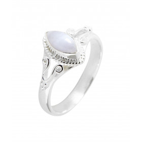 Bague Argent 925 Calcédoine Navette 8x4mm Bague Argent 925 sertie d une pierre 8x4mm Pierre taillée à cabochon montée sert...