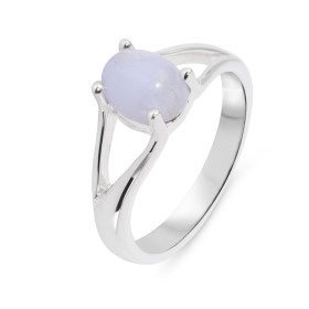 Bague Argent 925 Calcédoine Ovale 8x6mm Bague Argent 925 sertie d une pierre 8x6mm Pierre taillée cabochon maintenue par u...
