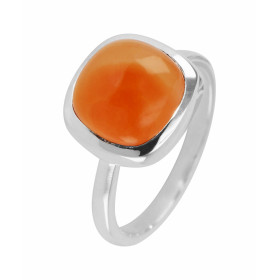 Bague Argent 925 Cornaline Cabochon Coussin 10x10mm Bague Argent 925 sertie d une pierre taille coussin 10x10mm Pierre tai...