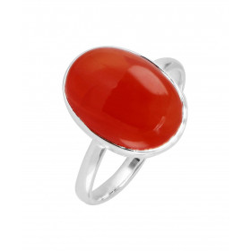Bague Argent 925 Cornaline Cabochon Ovale 14x10mm Bague Argent 925 sertie d une pierre ovale 14x10mm Pierre taillée caboch...