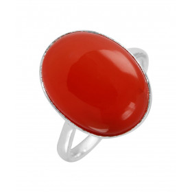 Bague Argent 925 Cornaline Cabochon Ovale 16x12mm