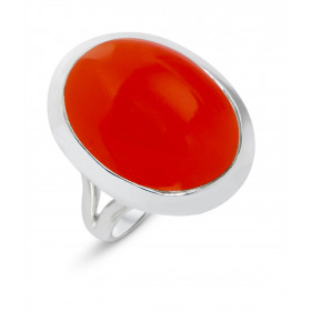 Bague Argent 925 Cornaline Cabochon Ovale 20x15mm Bague Argent 925 sertie d une pierre ovale 20x15mm Pierre taillée caboch...