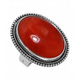 Bague Argent 925 Cornaline Cabochon Ovale 25x18mm