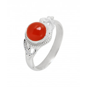 Bague Argent 925 Cornaline Cabochon Rond 7mm Bague Argent 925 sertie d une pierre ronde 7mm Pierre taillée à cabochon mont...