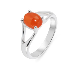 Bague Argent 925 Cornaline Ovale 8x6mm Bague Argent 925 sertie d une pierre 8x6mm Pierre taillée cabochon maintenue par un...