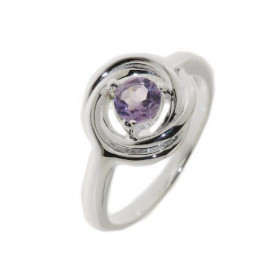 Bague Argent 925 Améthyste Pierre ronde 5mm diamètre Largeur sur doigt (vue dessus) : 12mm 