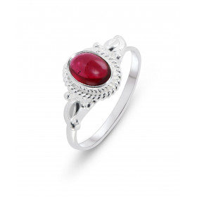 Bague Argent 925 Grenat Ovale 7x5mm Bague Argent 925 sertie d une pierre 7x5mm Pierre taillée cabochon montée serti clos L...