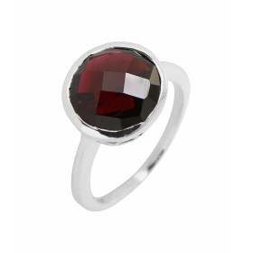  Bague Argent 925 Grenat Pierre ronde taille dome 12mm diamètre Serti Clos 