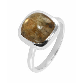 Bague Argent 925 Labradorite Cabochon Coussin 10x10mm. Bague en Argent 925 sertie d'une pierre taille coussin de 10x10mm. ...