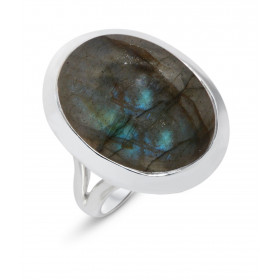 Bague Argent 925 Labradorite Cabochon Ovale 20x15mm. Bague en Argent 925 sertie d'une pierre ovale de 20x15mm. Pierre tail...