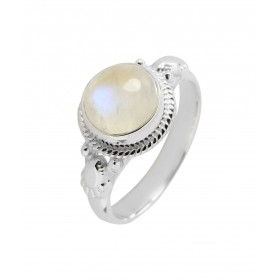 Bague Argent 925 Labradorite Cabochon Rond 8mm Bague Argent 925 sertie d une pierre ronde 8mm Pierre taillée à cabochon mo...