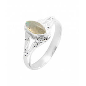 Bague Argent 925 Labradorite Navette 8x4mm Bague Argent 925 sertie d une pierre 8x4mm Pierre taillée à cabochon montée ser...