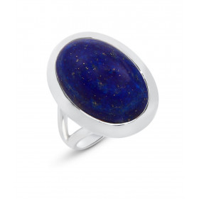 Bague Argent 925 Lapis Lazuli Cabochon Ovale 18x12mm Bague Argent 925 sertie d une pierre ovale 18x12mm Pierre taillée cab...