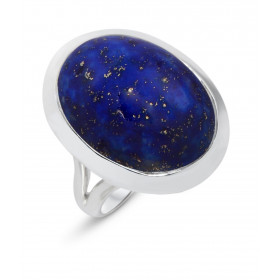 Bague Argent 925 Lapis Lazuli Cabochon Ovale 20x15mm