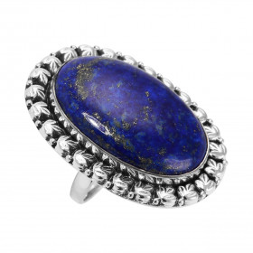 Bague Argent 925 Lapis Lazuli Cabochon Ovale 30x20mm