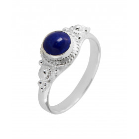 Bague Argent 925 Lapis Lazuli Cabochon Rond 6mm. Bague en Argent 925 sertie d'une pierre ronde de 6mm. Pierre taillée en c...