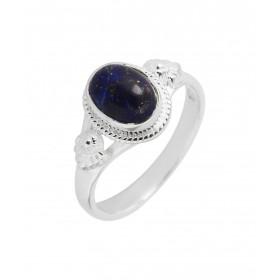 Bague Argent 925 Lapis Lazuli Ovale 8x6mm. Bague en Argent 925 sertie d'une pierre de 8x6mm. Pierre taillée à cabochon et ...