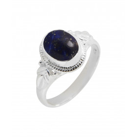 Bague Argent 925 Lapis Lazuli Ovale 9x7mm. Bague en Argent 925 sertie d'une pierre de 9x7mm. Pierre taillée à cabochon et ...