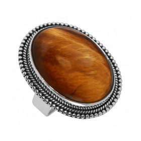  Bague Argent 925 Oeil tigre Cabochon Ovale 25x18mm Bague Argent 925 sertie d une pierre ovale 25x18mm Pierre taillée cabo...