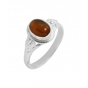Bague Argent 925 Oeil tigre Ovale 8x6mm Bague Argent 925 sertie d une pierre 8x6mm Pierre taillée à cabochon montée serti ...