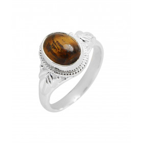 Bague Argent 925 Oeil tigre Ovale 9x7mm Bague Argent 925 sertie d une pierre 9x7mm Pierre taillée à cabochon montée serti ...