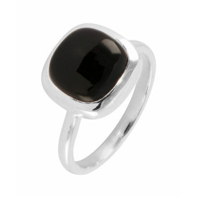 Bague Argent 925 Onyx Cabochon Coussin 10x10mm