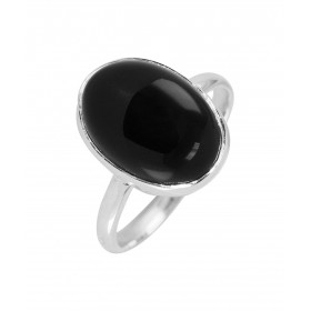 Bague Argent 925 Onyx Cabochon Ovale 14x10mm