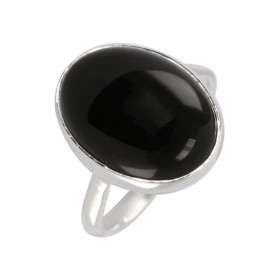 Bague Argent 925 Onyx Cabochon Ovale 16x12mm. Bague en Argent 925 sertie d'une pierre ovale de 16x12mm. Pierre taillée en ...