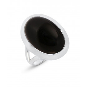 Bague Argent 925 Onyx Cabochon Ovale 18x12mm