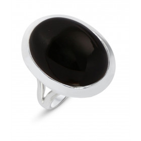 Bague Argent 925 Onyx Cabochon Ovale 20x15mm. Bague en Argent 925 sertie d'une pierre ovale de 20x15mm. Pierre taillée en ...