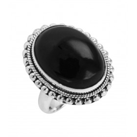 Bague Argent 925 Onyx Cabochon Ovale 20x15mm. Bague en Argent 925 sertie d'une pierre ovale de 20x15mm. Pierre taillée en ...