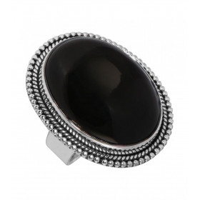 Bague Argent 925 Onyx Cabochon Ovale 25x18mm