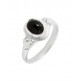 Bague Argent 925 Onyx Ovale 8x6mm. Bague en Argent 925 sertie d'une pierre de 8x6mm. Pierre taillée à cabochon et montée e...