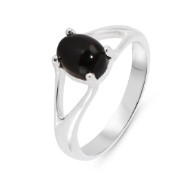  Bague Argent 925 Onyx Ovale 8x6mm Bague Argent 925 sertie d une pierre 8x6mm Pierre taillée cabochon maintenue par un ser...