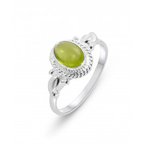Bague Argent 925 Péridot Ovale 7x5mm Bague Argent 925 sertie d une pierre 7x5mm Pierre taillée cabochon montée serti clos ...