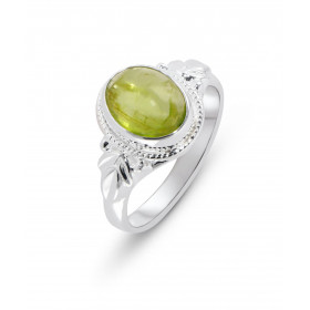 Bague Argent 925 Péridot Ovale 9x7mm Bague Argent 925 sertie d une pierre 9x7mm Pierre taillée à cabochon montée serti clo...