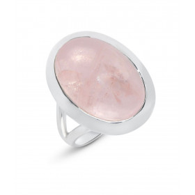 Bague Argent 925 Quartz Rose Cabochon Ovale 18x12mm. Bague en Argent 925 sertie d'une pierre ovale de 18x12mm. Pierre tail...