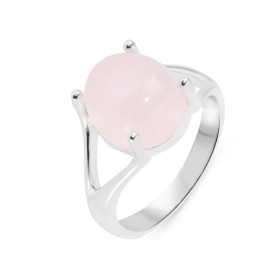 Bague Argent 925 Quartz Rose Ovale 12x10mm Bague Argent 925 sertie d une pierre ovale 12x10mm Pierre taillée cabochon main...