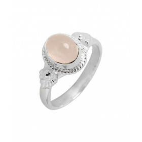 Bague Argent 925 Quartz Rose Ovale 8x6mm Bague Argent 925 sertie d une pierre 8x6mm Pierre taillée à cabochon montée serti...
