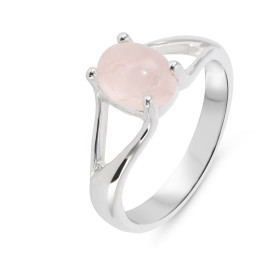 Bague Argent 925 Quartz Rose Ovale 8x6mm Bague Argent 925 sertie d une pierre 8x6mm Pierre taillée cabochon maintenue par ...