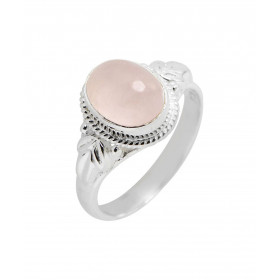 Bague Argent 925 Quartz Rose Ovale 9x7mm Bague Argent 925 sertie d une pierre 9x7mm Pierre taillée à cabochon montée serti...