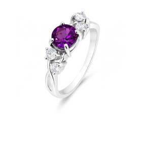 Bague Améthyste Naturelle Et Argent 925 – Cabochon Violet, Brésil, Vintage