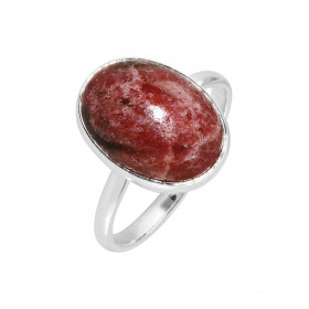 Bague Argent 925 Rhodonite Cabochon Ovale 14x10mm Bague Argent 925 sertie d une pierre ovale 14x10mm Pierre taillée caboch...