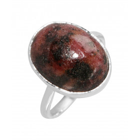 Bague Argent 925 Rhodonite Cabochon Ovale 16x12mm. Bague en Argent 925 sertie d'une pierre ovale de 16x12mm. Pierre taillé...